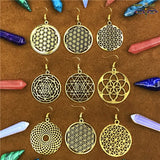 Flower of Life Golden Religious Earring Jewelry. Arabia India Yoga Jewelry Thailand India Hippie Jewelry Chiang Mai Yoga jewelry