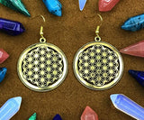 Flower of Life Golden Religious Earring Jewelry. Arabia India Yoga Jewelry Thailand India Hippie Jewelry Chiang Mai Yoga jewelry