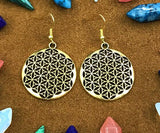 Flower of Life Golden Religious Earring Jewelry. Arabia India Yoga Jewelry Thailand India Hippie Jewelry Chiang Mai Yoga jewelry