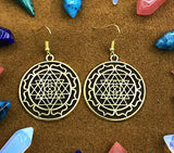 Flower of Life Golden Religious Earring Jewelry. Arabia India Yoga Jewelry Thailand India Hippie Jewelry Chiang Mai Yoga jewelry